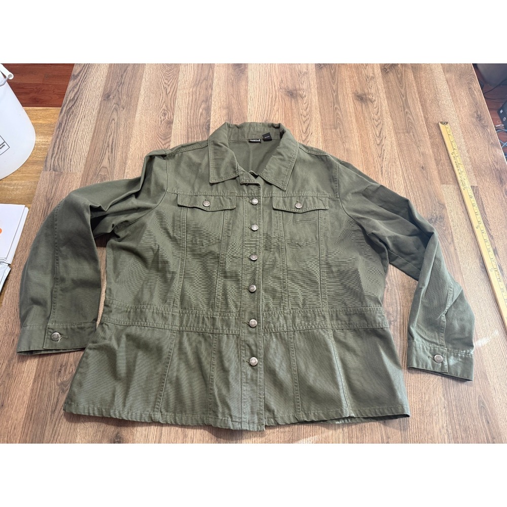 NorthCrest Jacket, Women's Size 3X, Green, Button Up, Long Sleeve, Front Pockets